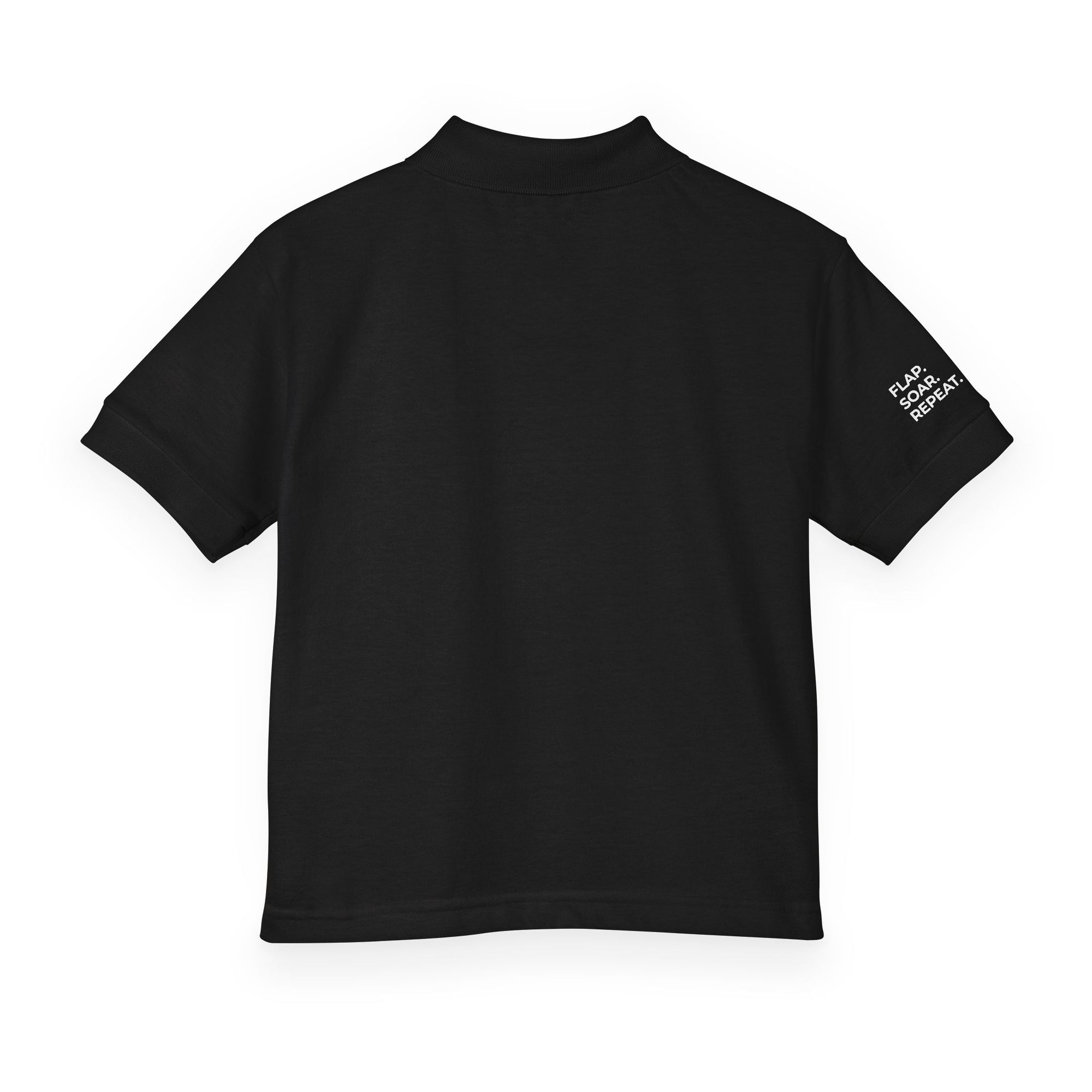 Youth Polo Shirt — Kids’ Polo with ‘Flap. Soar. Repeat.' Sleeve