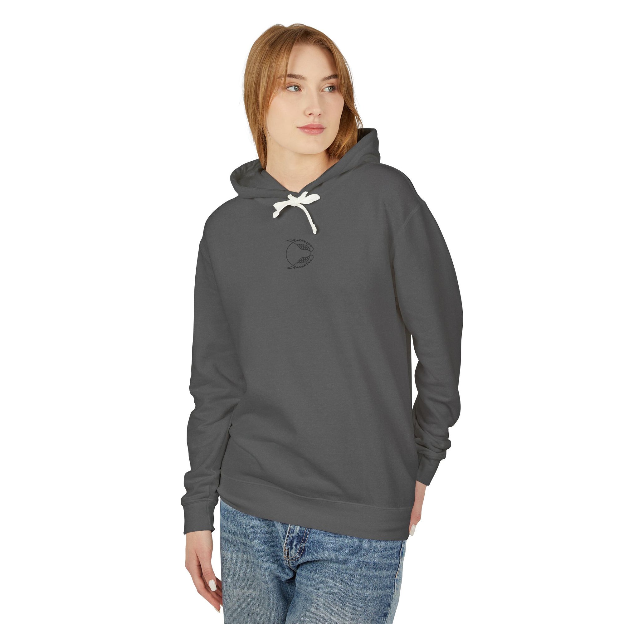 Flap. Soar. Repeat. Lightweight Hoodie — Minimal Bird Circle Graphic