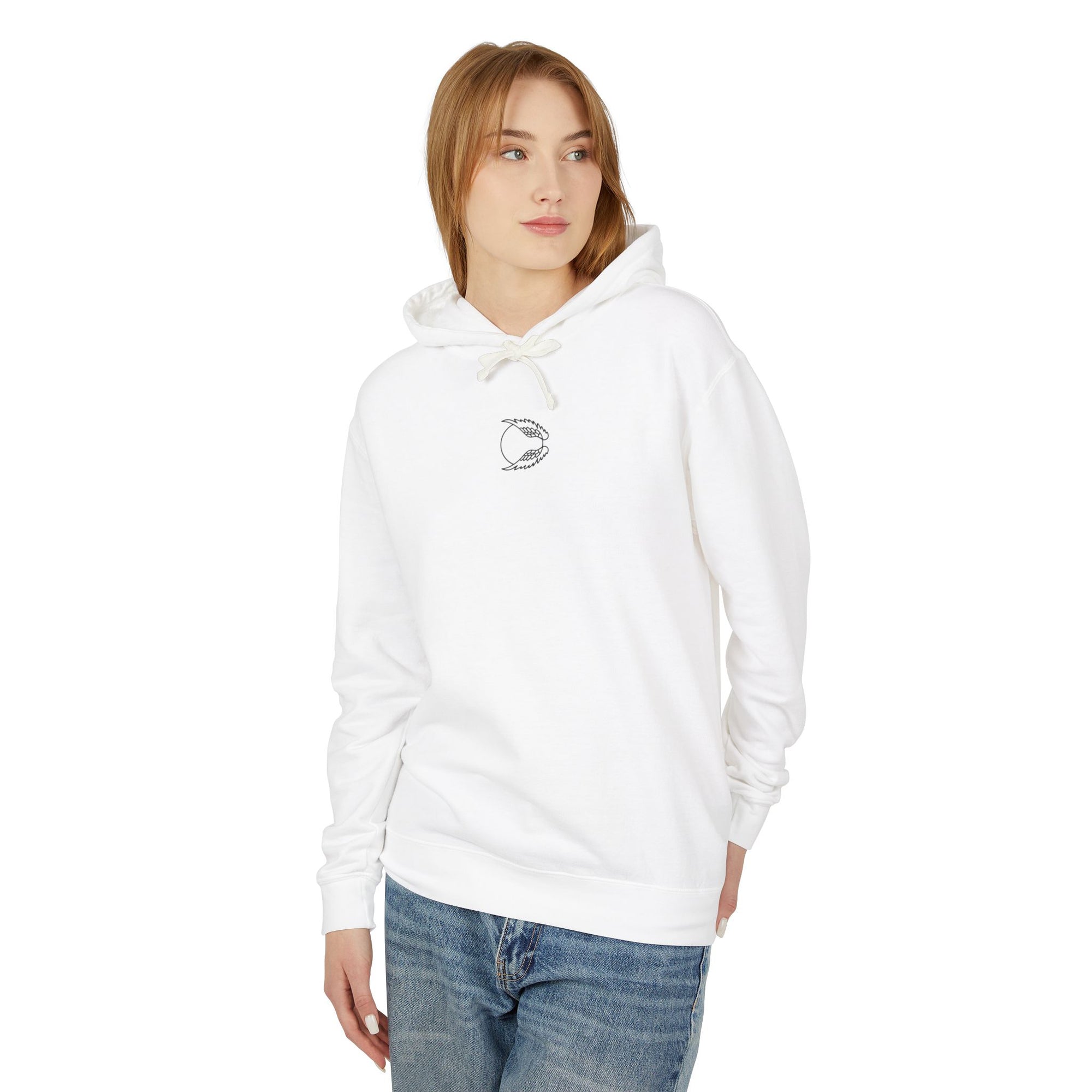 Flap. Soar. Repeat. Lightweight Hoodie — Minimal Bird Circle Graphic