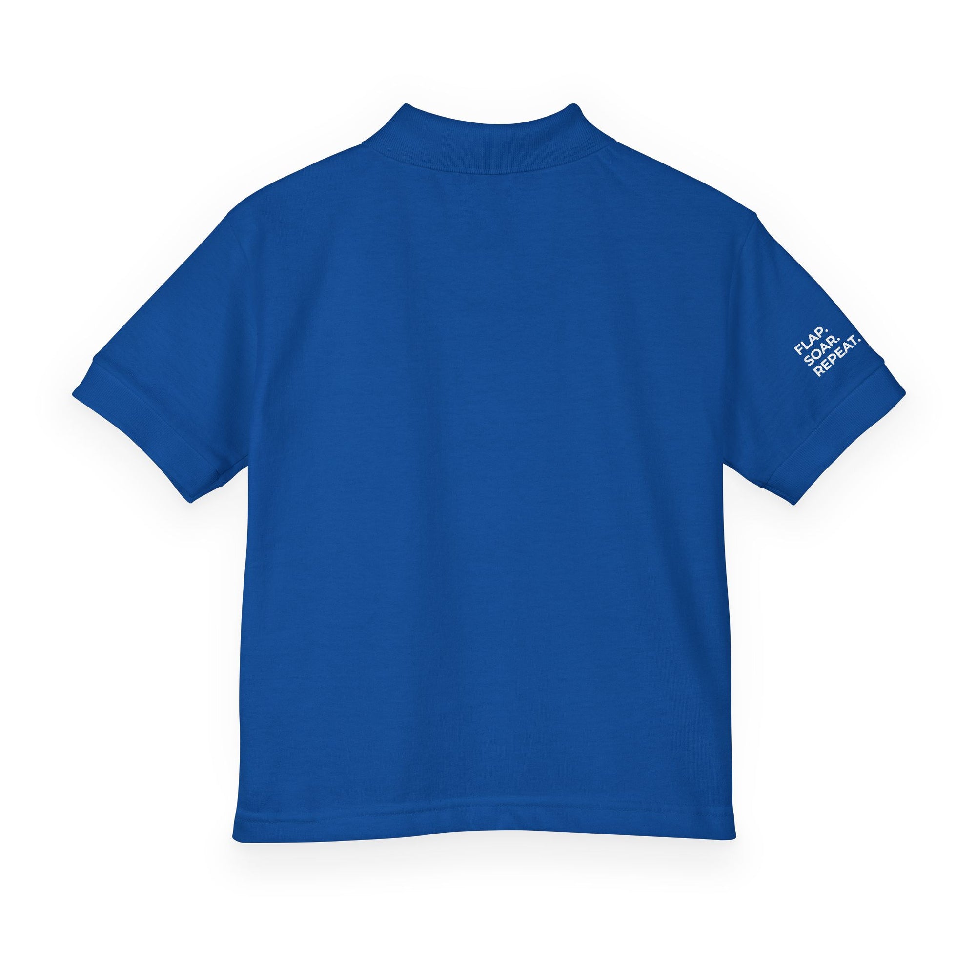 Youth Polo Shirt — Kids’ Polo with ‘Flap. Soar. Repeat.' Sleeve