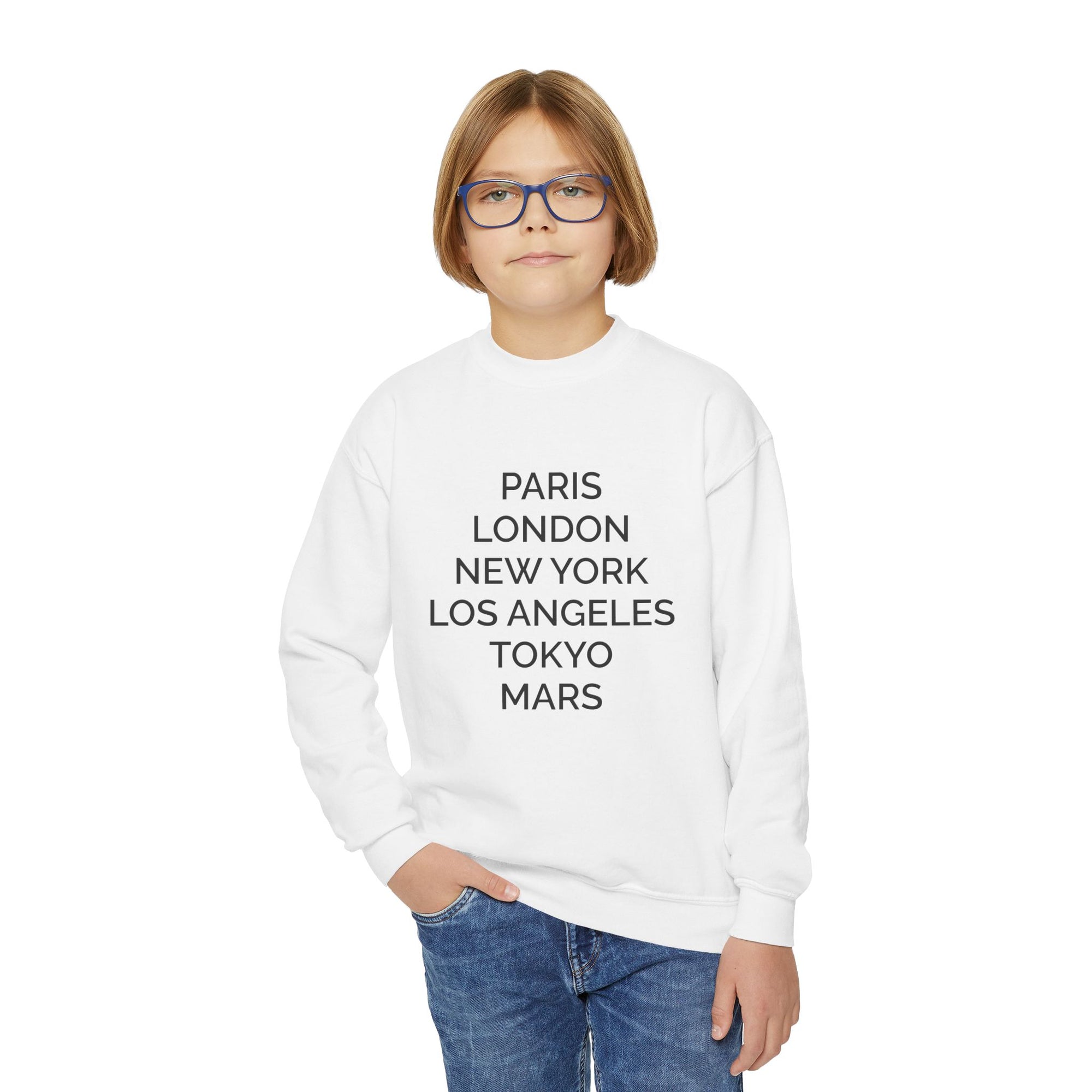 Dream Big Youth Crewneck Sweatshirt — Inspirational City &amp; Mars Design