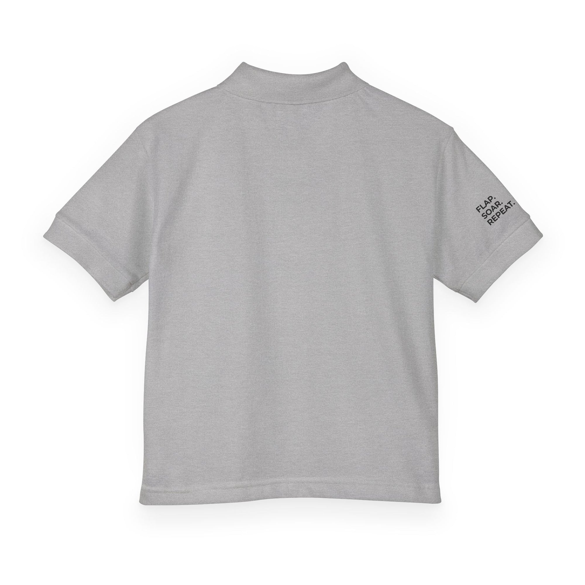 Youth Polo Shirt — Kids’ Polo with ‘Flap. Soar. Repeat.' Sleeve