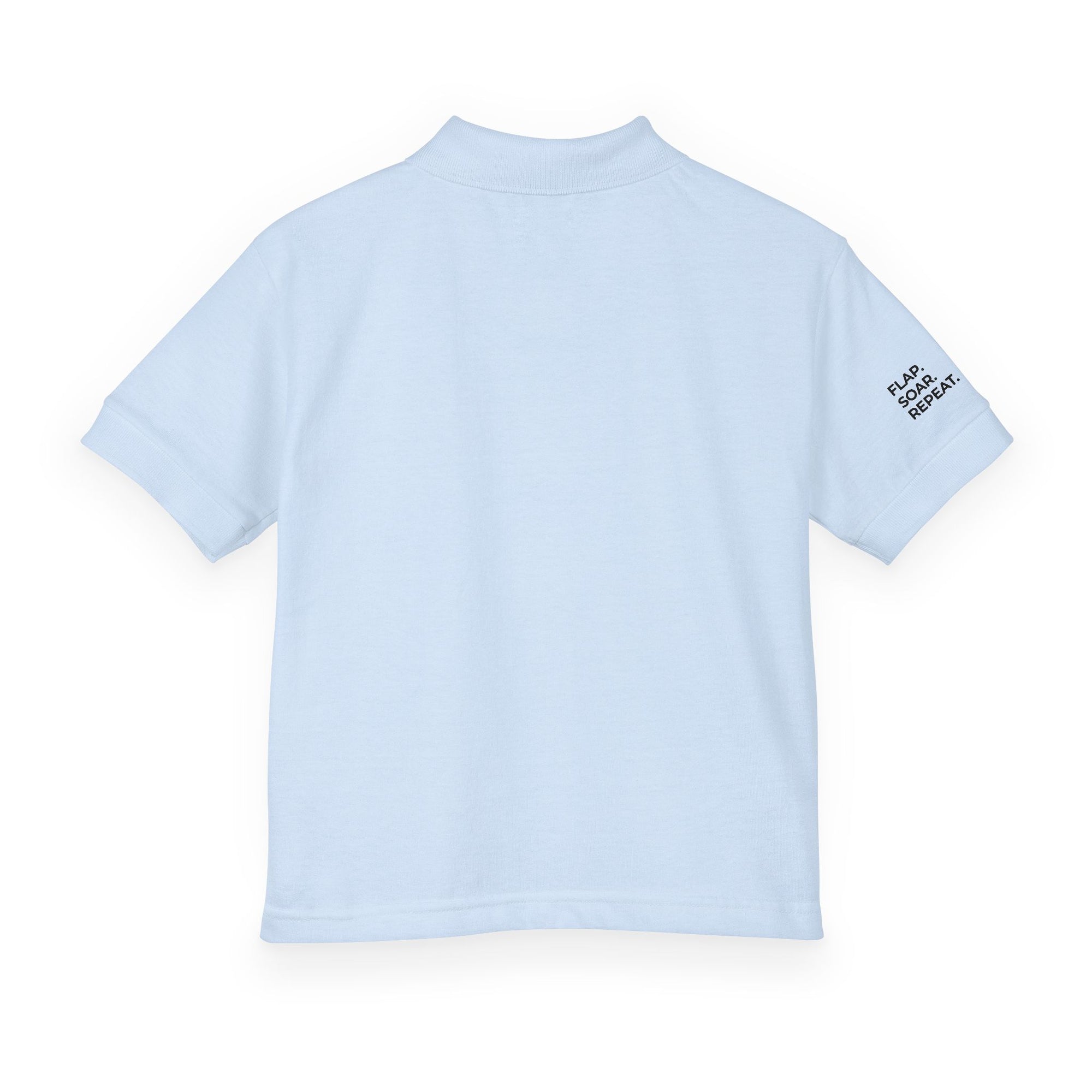 Youth Polo Shirt — Kids’ Polo with ‘Flap. Soar. Repeat.' Sleeve