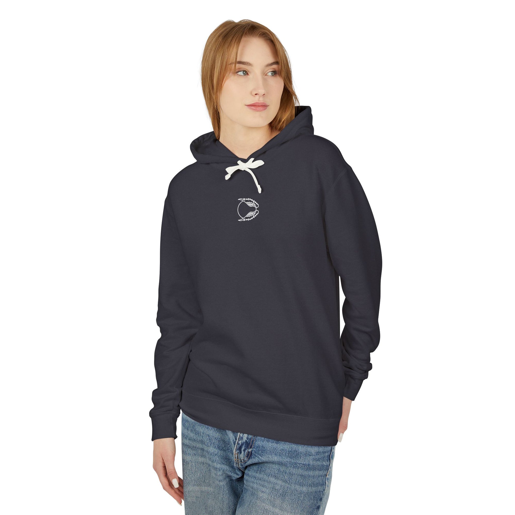 Flap. Soar. Repeat. Lightweight Hoodie — Minimal Bird Circle Graphic