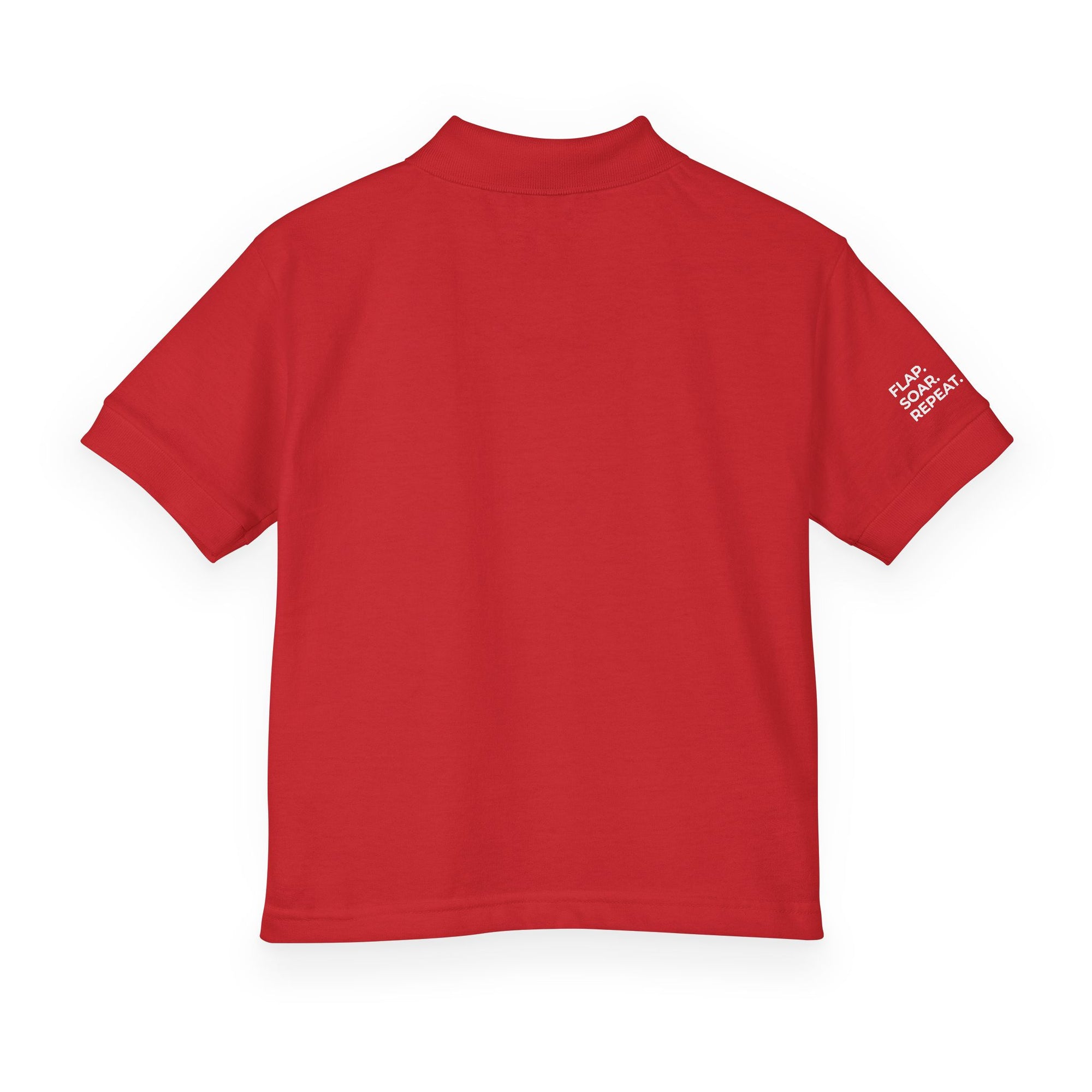 Youth Polo Shirt — Kids’ Polo with ‘Flap. Soar. Repeat.' Sleeve