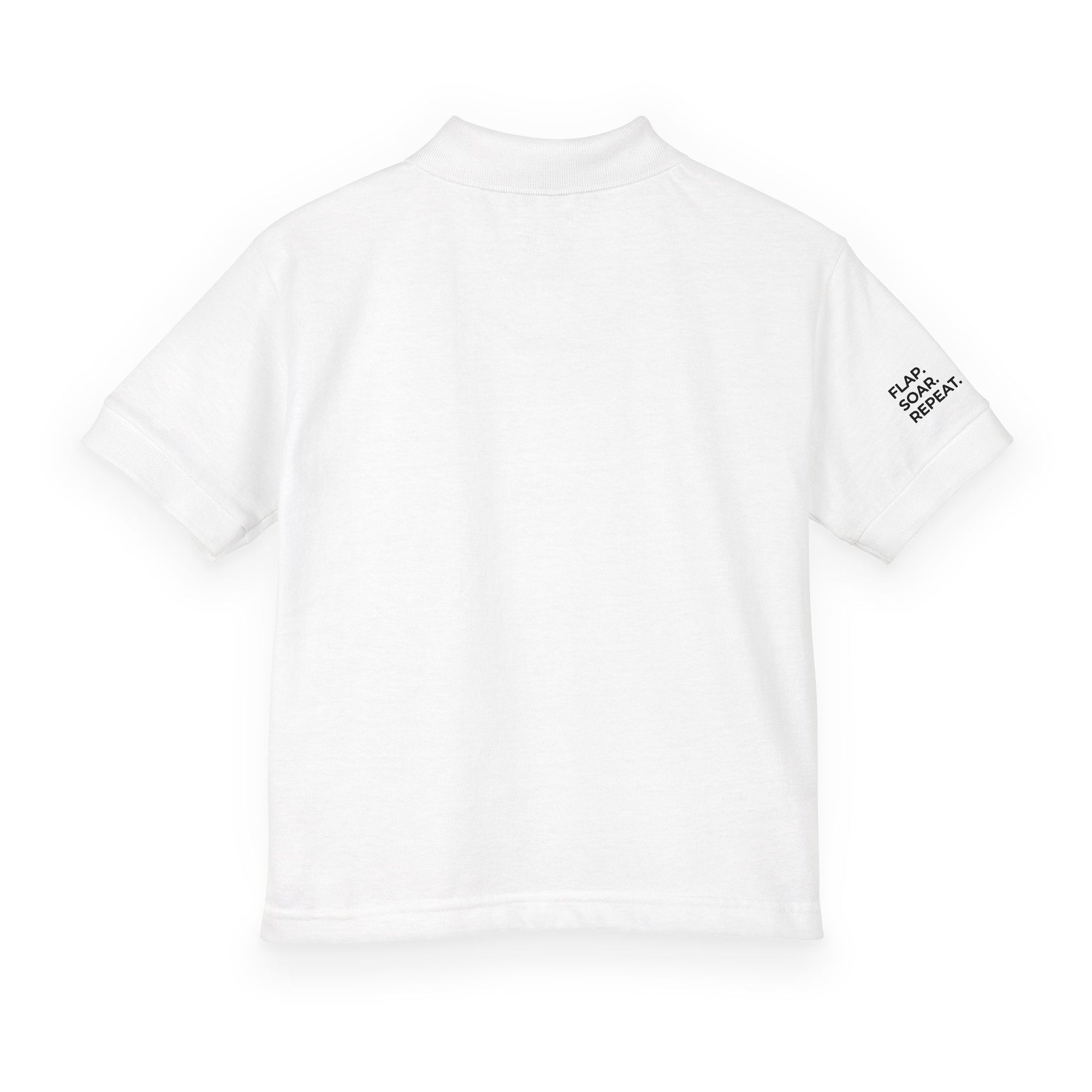 Youth Polo Shirt — Kids’ Polo with ‘Flap. Soar. Repeat.' Sleeve